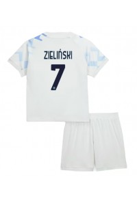 Inter Milan Piotr Zielinski #7 Jalkapallovaatteet Lasten Vieraspeliasu 2025-26 Lyhythihainen (+ Lyhyet housut)